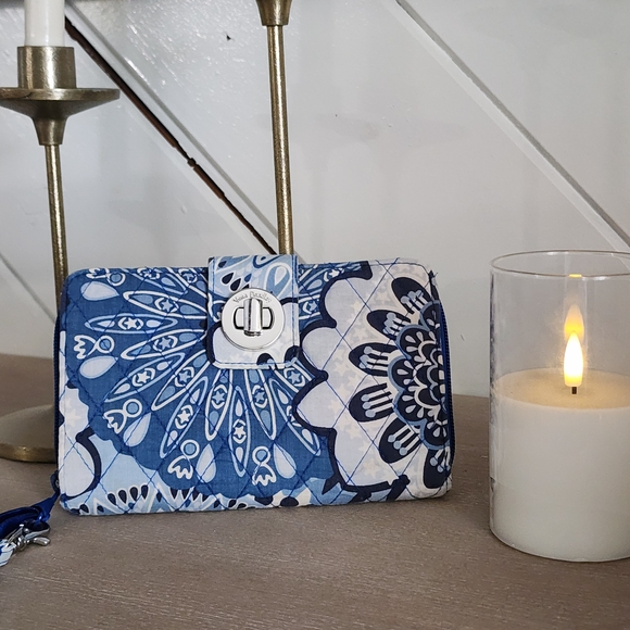 Vera Bradley Handbags - Vera Bradley Blue and White Floral Clutch